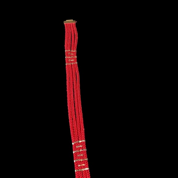 Vintage Yen China House Braided Rope Enamel Buckle Red